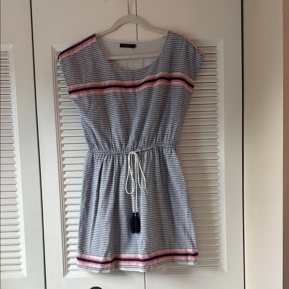 THML Striped Mini Dress with Pink and Blue Accents